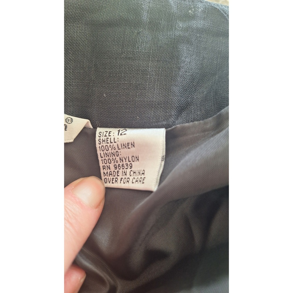 Richard Malcolm Black Embroidered Linen‎ Blend Pencil Skirt Women's Size 12 - Picture 6 of 8